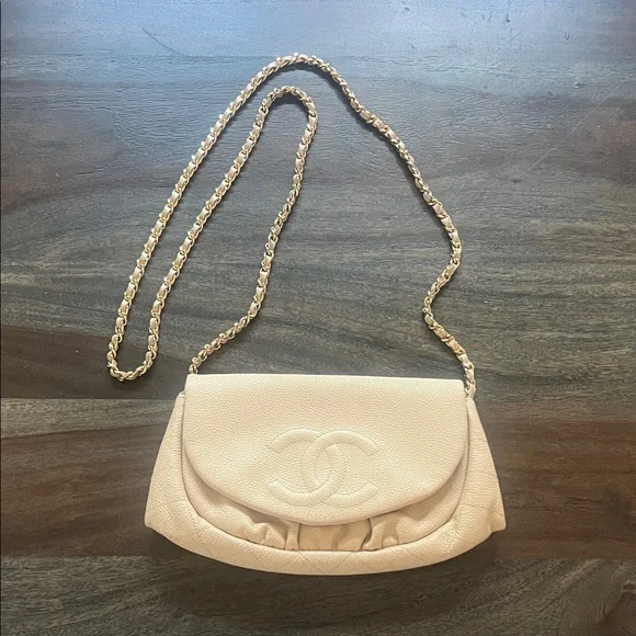Chanel Beige Half Moon WOC Bag Purse - Picture 1 of 11